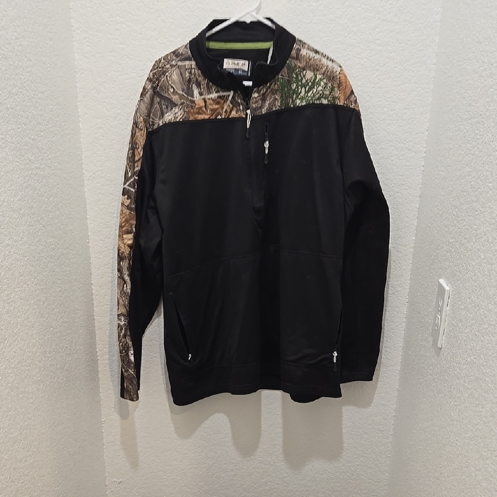 Black and Camouflage Quarter-Zip Pullover
